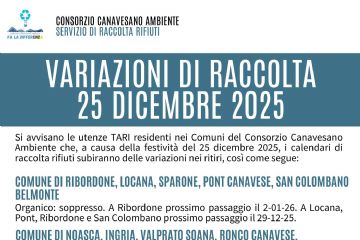 Variazione raccolta indifferenziato - 25 Dicembre